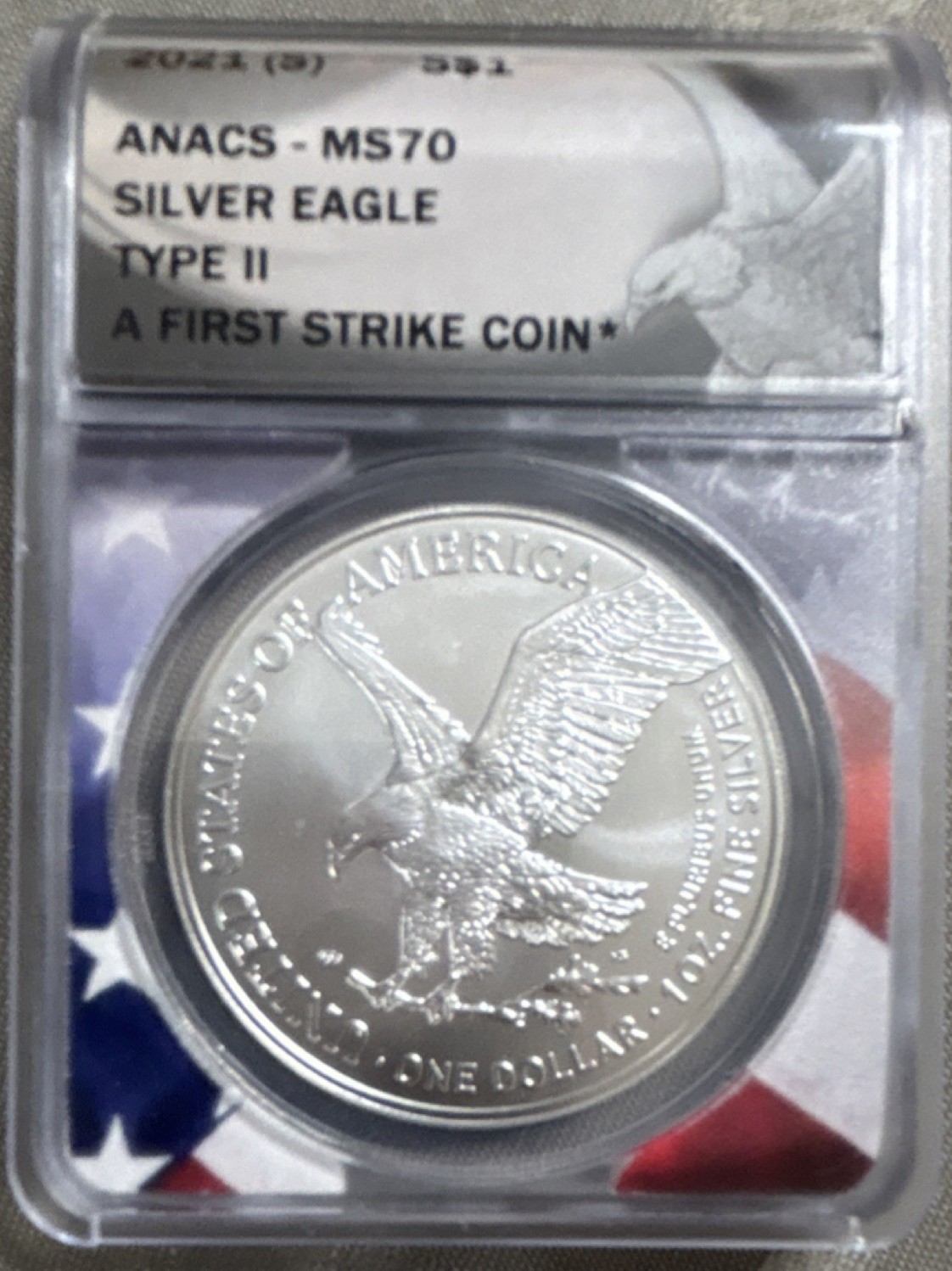 U.S. Mint 2021 Silver Eagle Type II 1 oz ANACS MS70 First Strike    BEAUTIFUL!