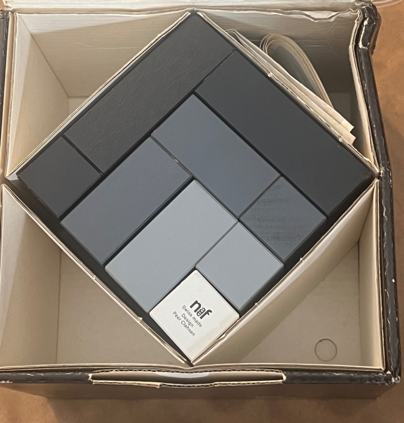 Kurt Naef Cubicus  Wooden Puzzle- Grey Switzerland Mid Century Modern