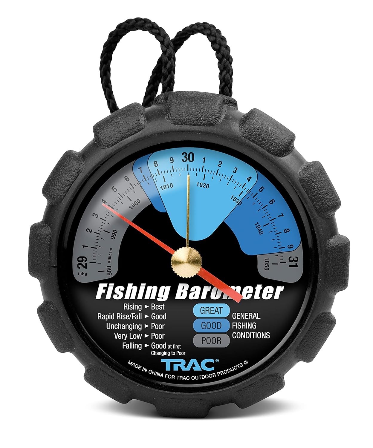 Camco TRAC Outdoors Fishing Barometer | Features an Adjustable Pressure Change