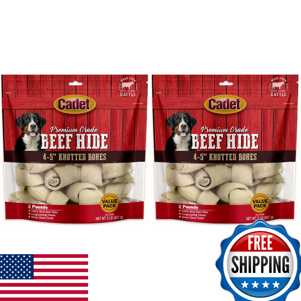 Cadet Premium Beef Hide Long-Lasting Dog Chews - Chips