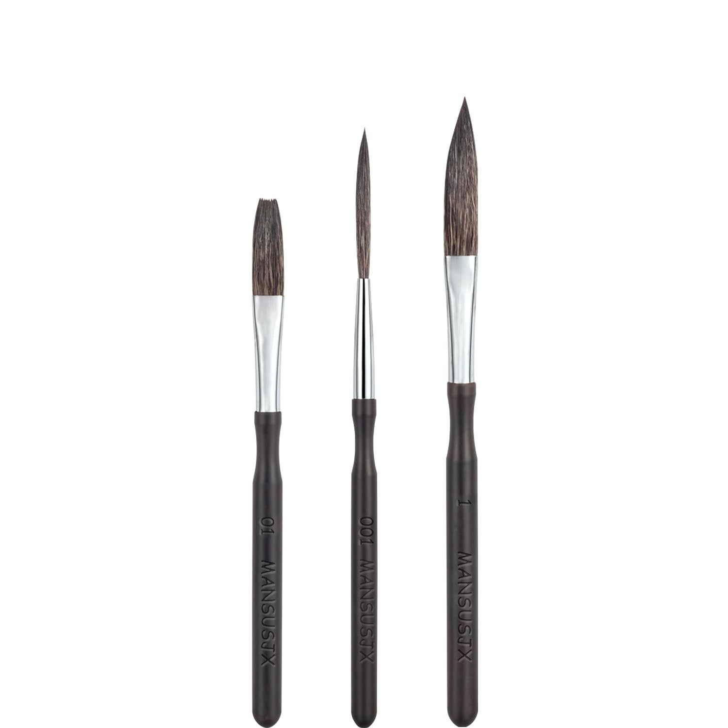 Starter Pinstriping Brush Kit, High 1 inch, 2 inches, 3 Black 