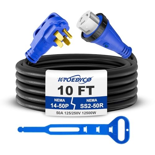50 Amp RV Extension Cord, ETL Listed Heavy Duty Copper NEMA 14-50P to SS2 10FT