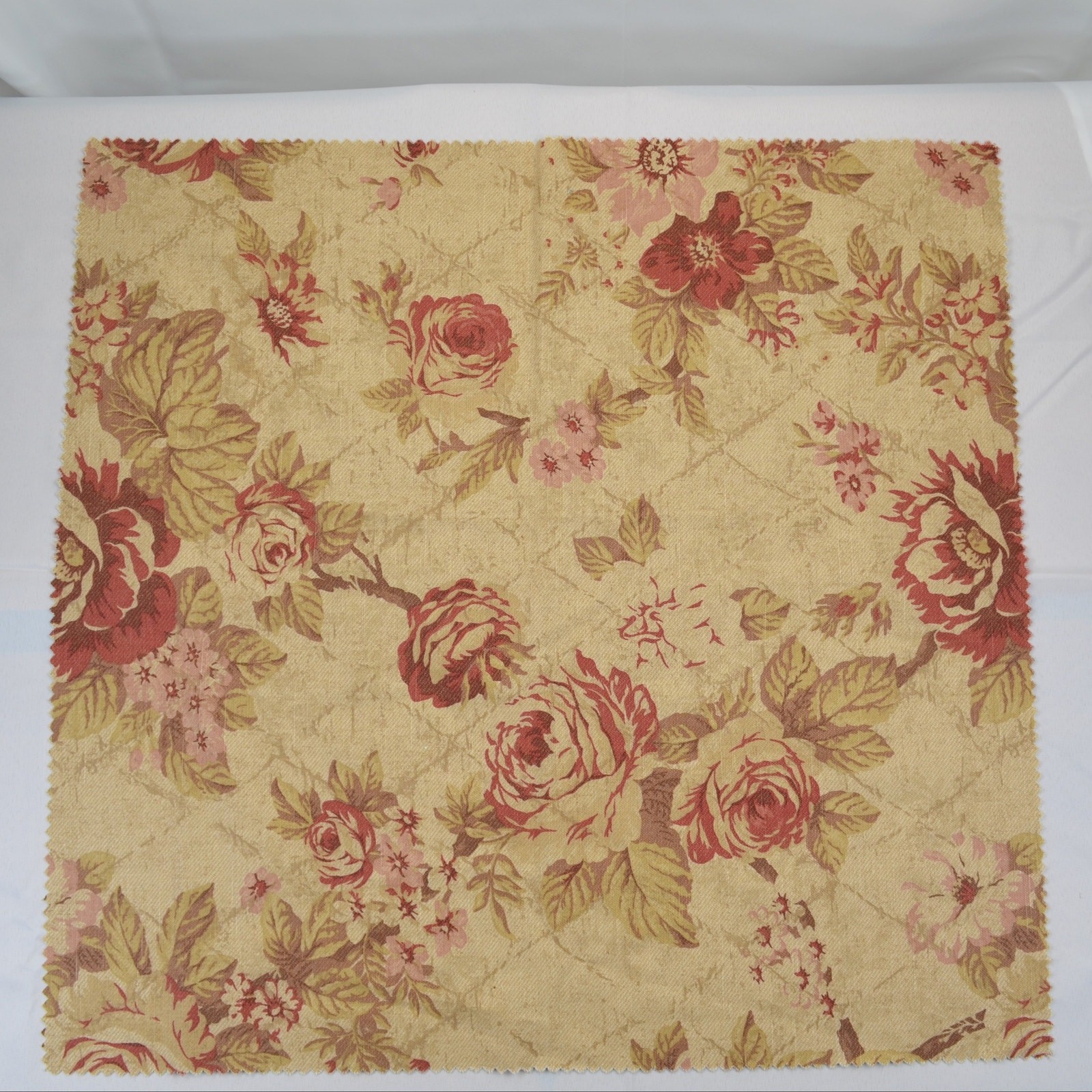 Covington Eleanors Garden Rose Beige Green Drapery Fabric Valerie-32 Remnant 26"