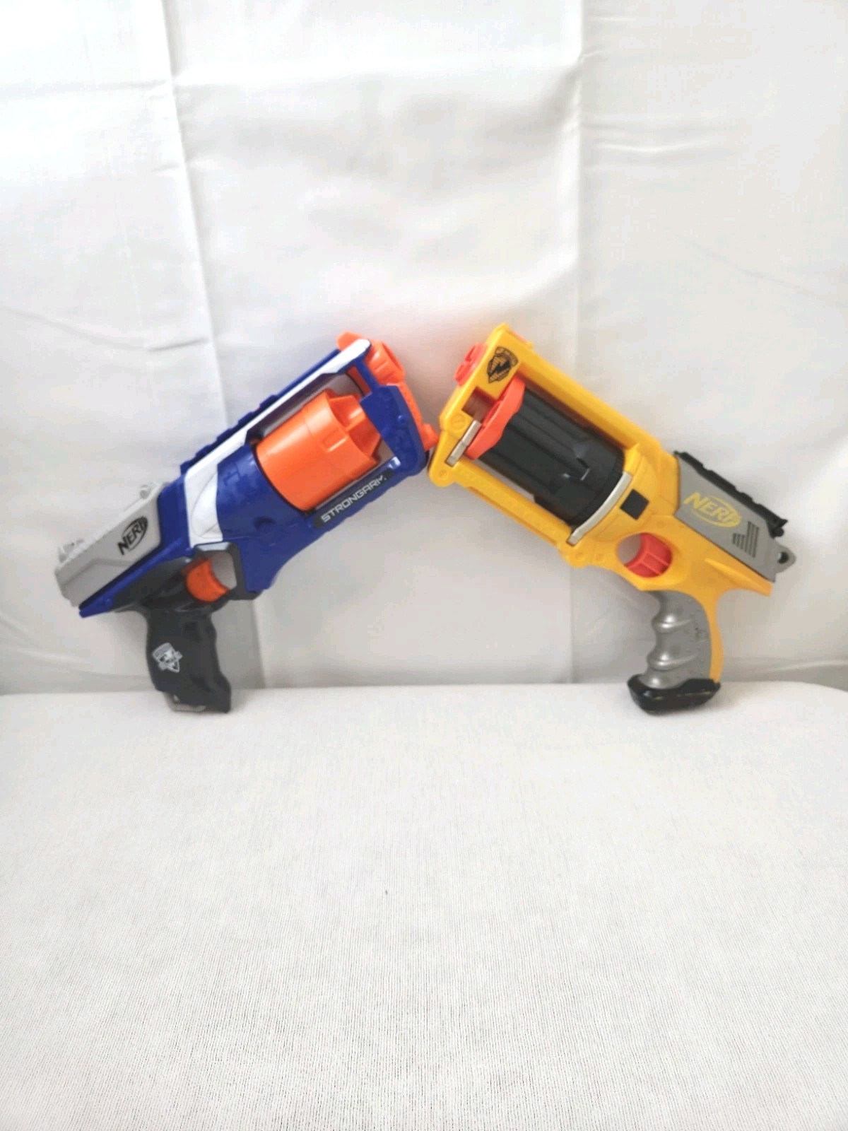 NERF Gun N-Strike Elite Strongarm & Maverick Rev-6 Blasters 6 Shot Working