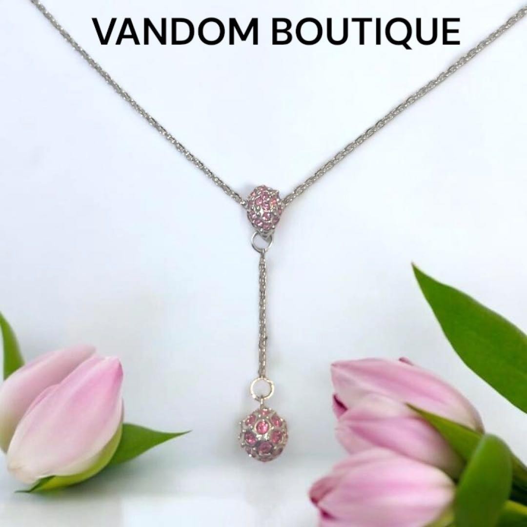 Vandome Boutique Y-Shaped Crystal Pink Necklace Excellent