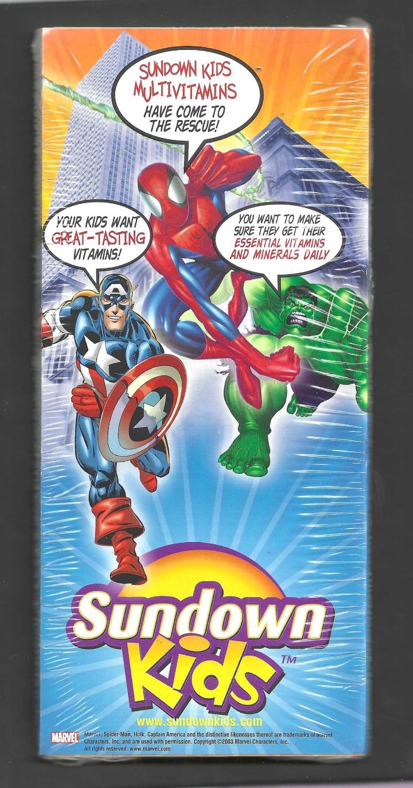 2003 Spider-Man Hulk * 100 Sundown Marvel Super Heroes Vitamins Brochures SEALED