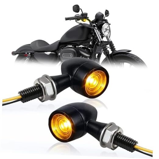 Led Motorcycle Turn Signal Lights Universal Front Mini White&Amber Lense