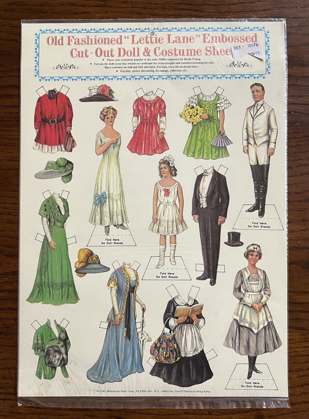 Vtg MERRIMACK “Lettie Lane” Embossed Cut-Out Paper Doll Sheet Victorian Sealed