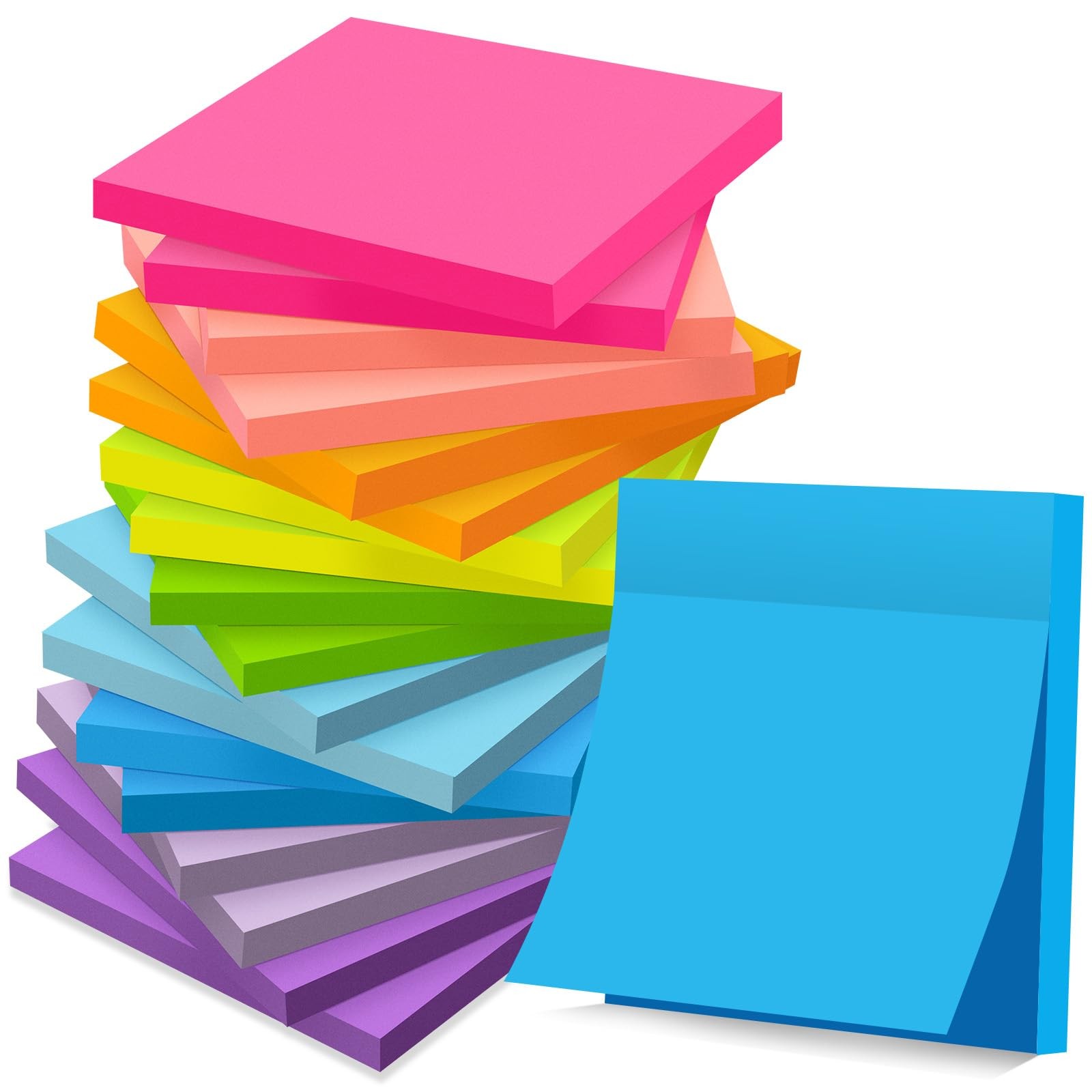(18 Pads) Sticky Notes 3x3 inch, Self-Stick Pads 3 in x 3 in, Bright Color 