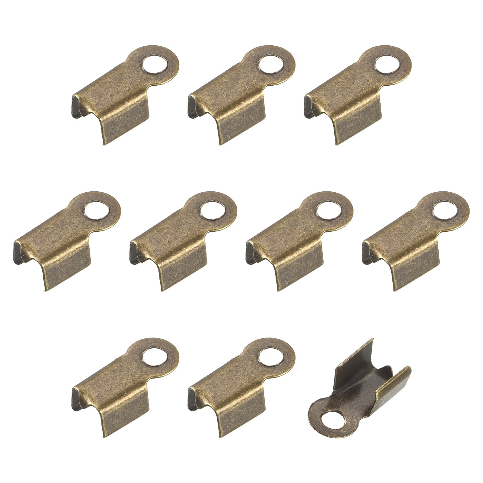 1000Pcs Fold Over Cord Ends, 3.5x9mm Crimp Cap Clasp for DIY, Bronze Tone