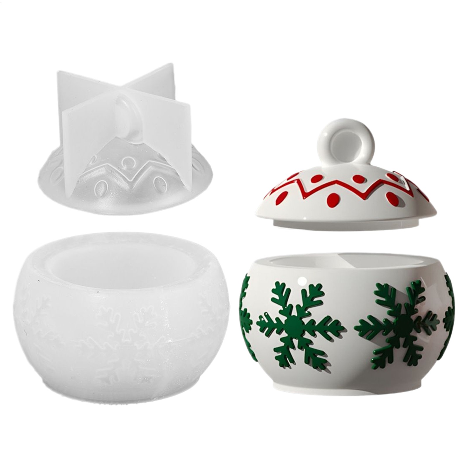 Resin Jar Molds With Lid Christmas Candle Holder Mold With Snowflake 