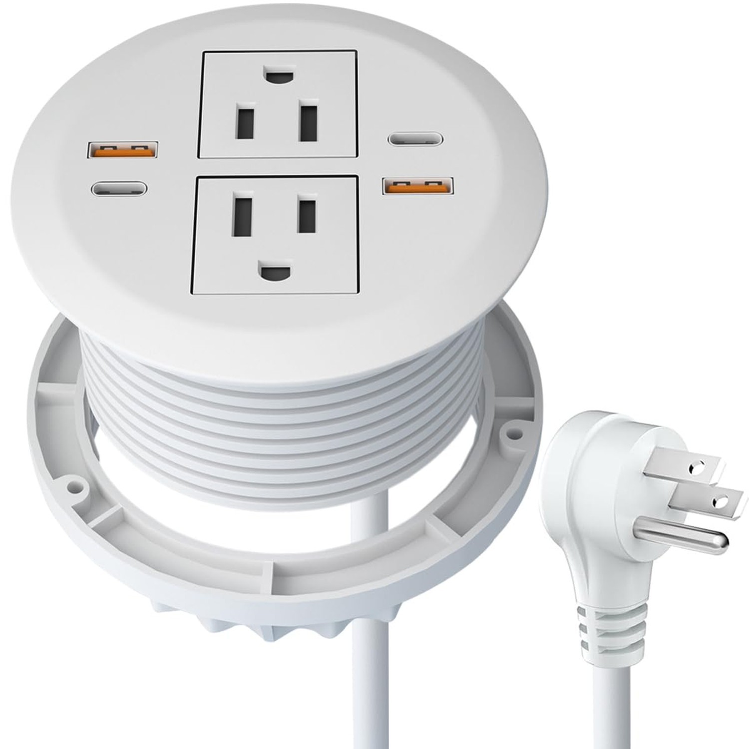 Desktop Power Grommet,Dual PD20W USB C,40W Total Output,4 USB Ports,Flush Mou...