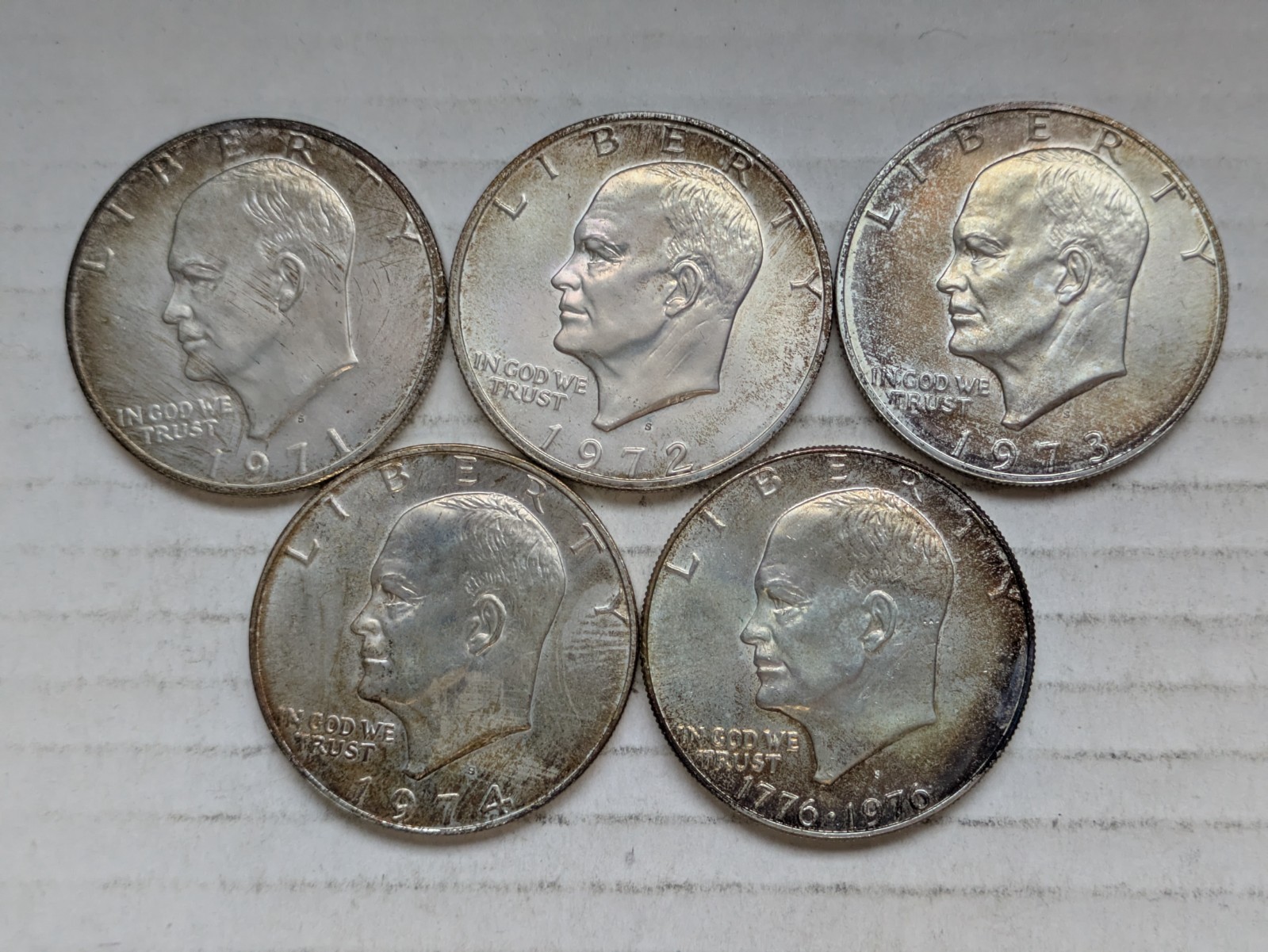 $5.00 Face Value 40% Silver Coin Junk Lot Eisenhower Ike 1971-1976 Toned