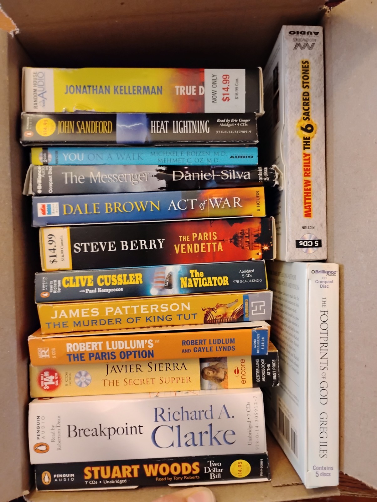 Lot of 14 audiobooks, Books on CD, Dale Brown, John Sanford, and more