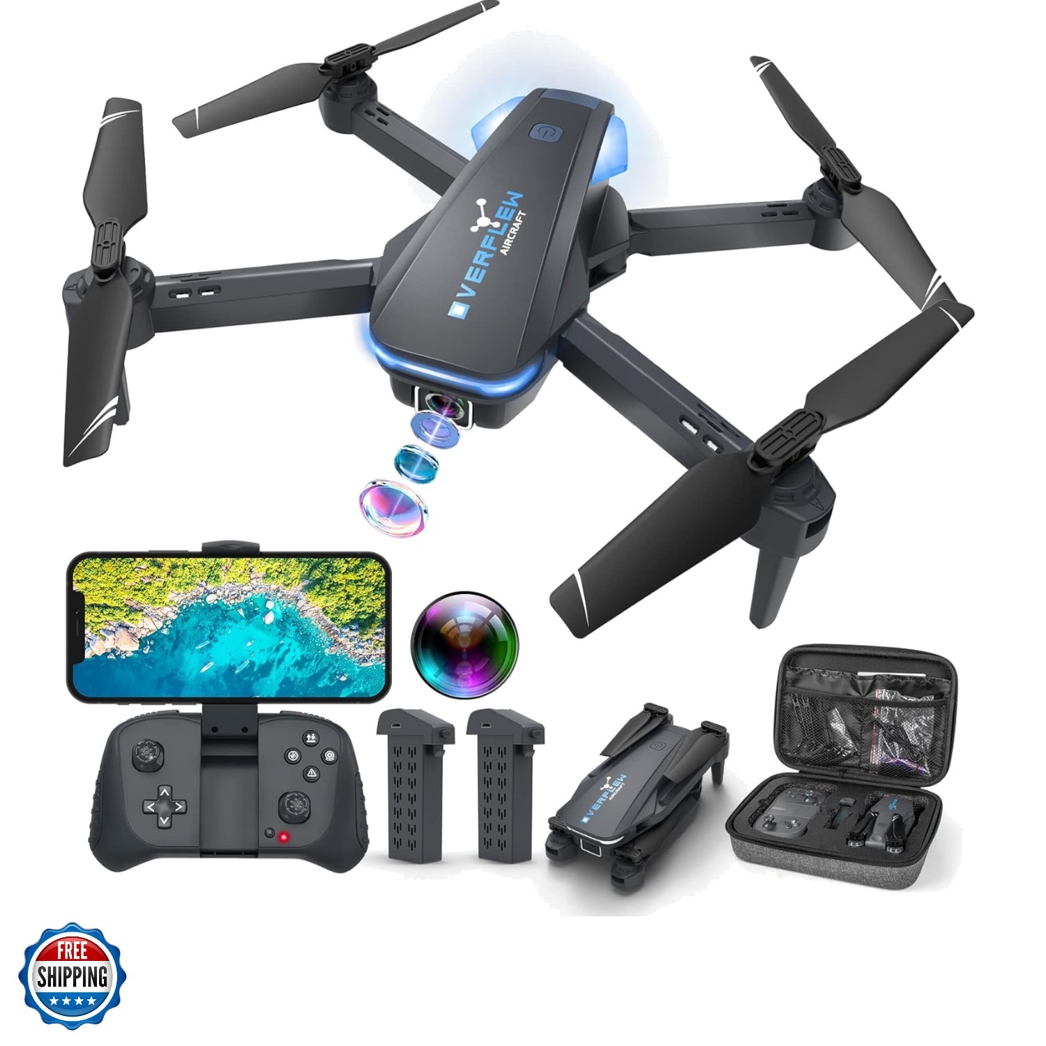 Drone with 1080P Camera for Beginners and Adults, Foldable Remote Control Qua...