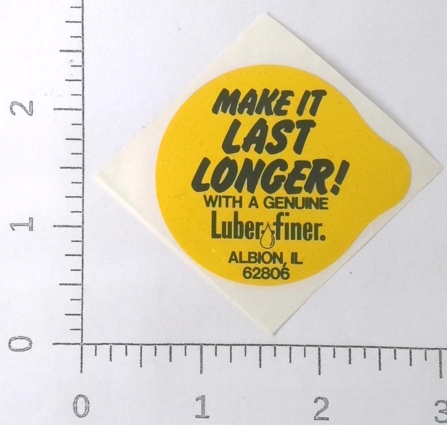 Vintage Luber-finer Albion Illinois Advertising Sticker Decal