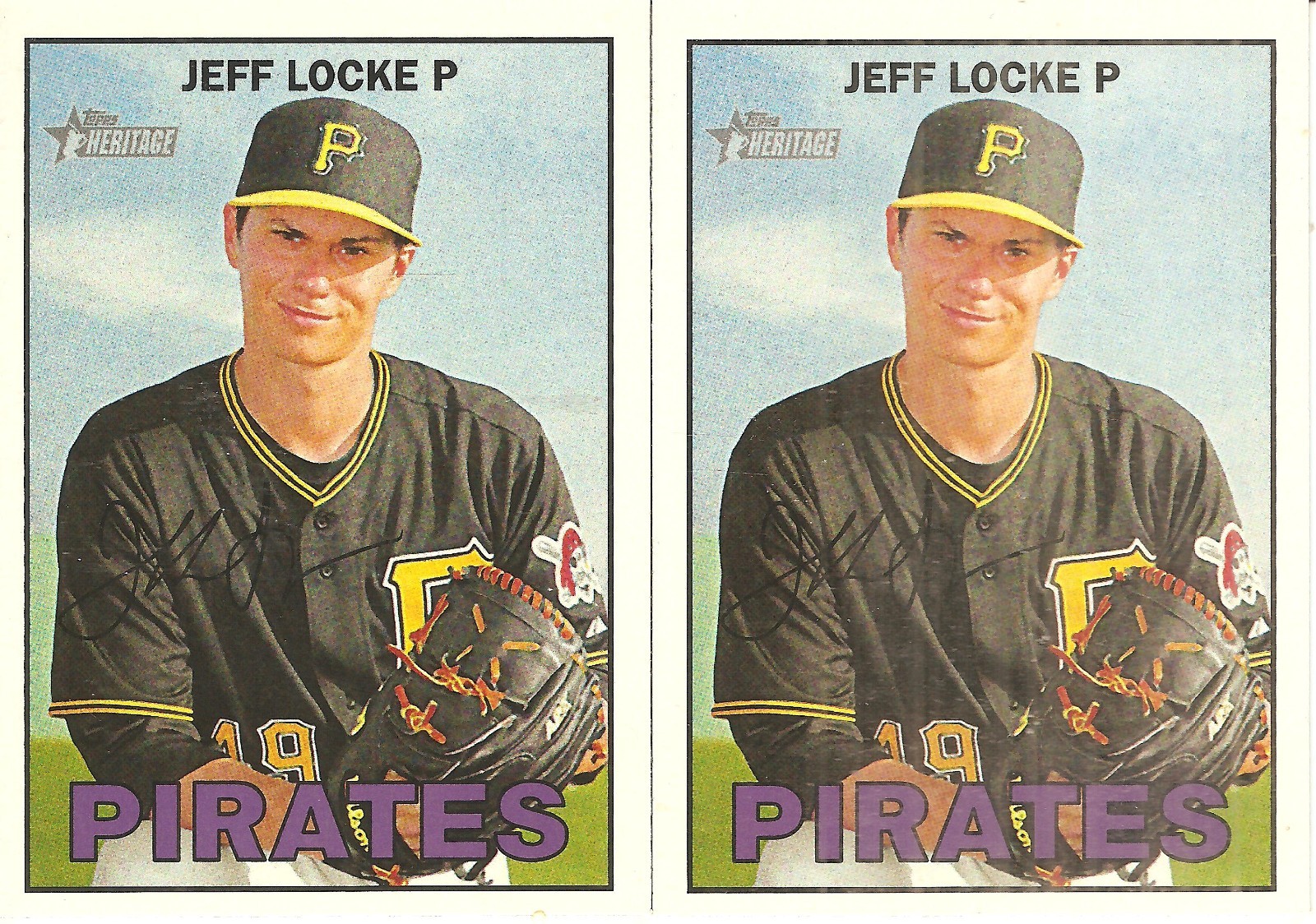 2 CARD 2016 TOPPS HERITAGE JEFF LOCKE BASEBALL CARD LOT