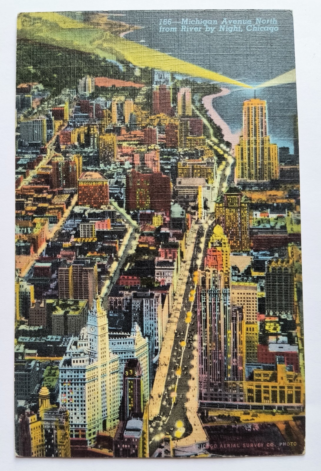 Chicago IL Illinois Michigan Avenue North from the River Night View Postcard N9