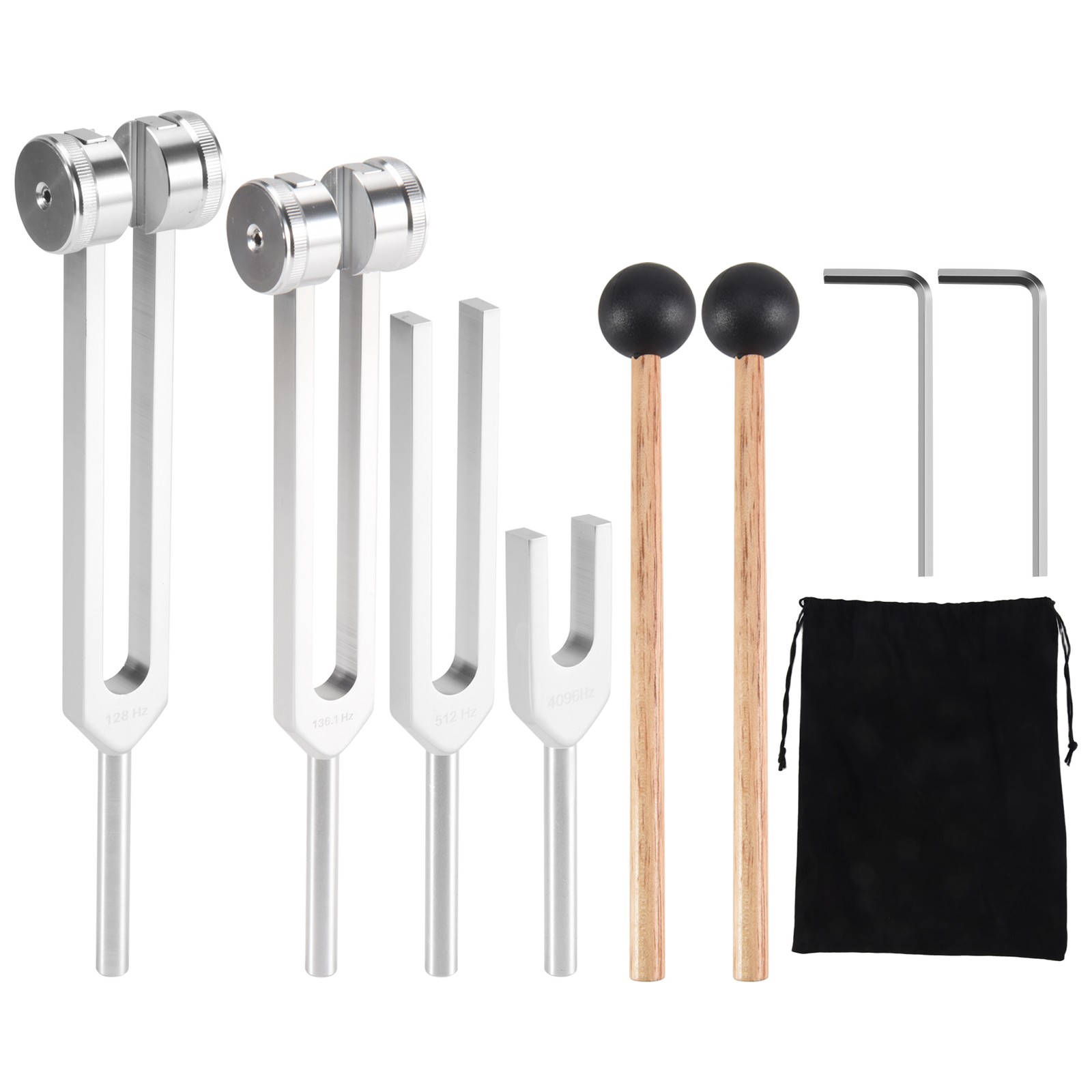 Tuning Fork Set (128Hz, 136.1Hz, 512Hz,4096Hz) of Tuning Forks with Reflex9405