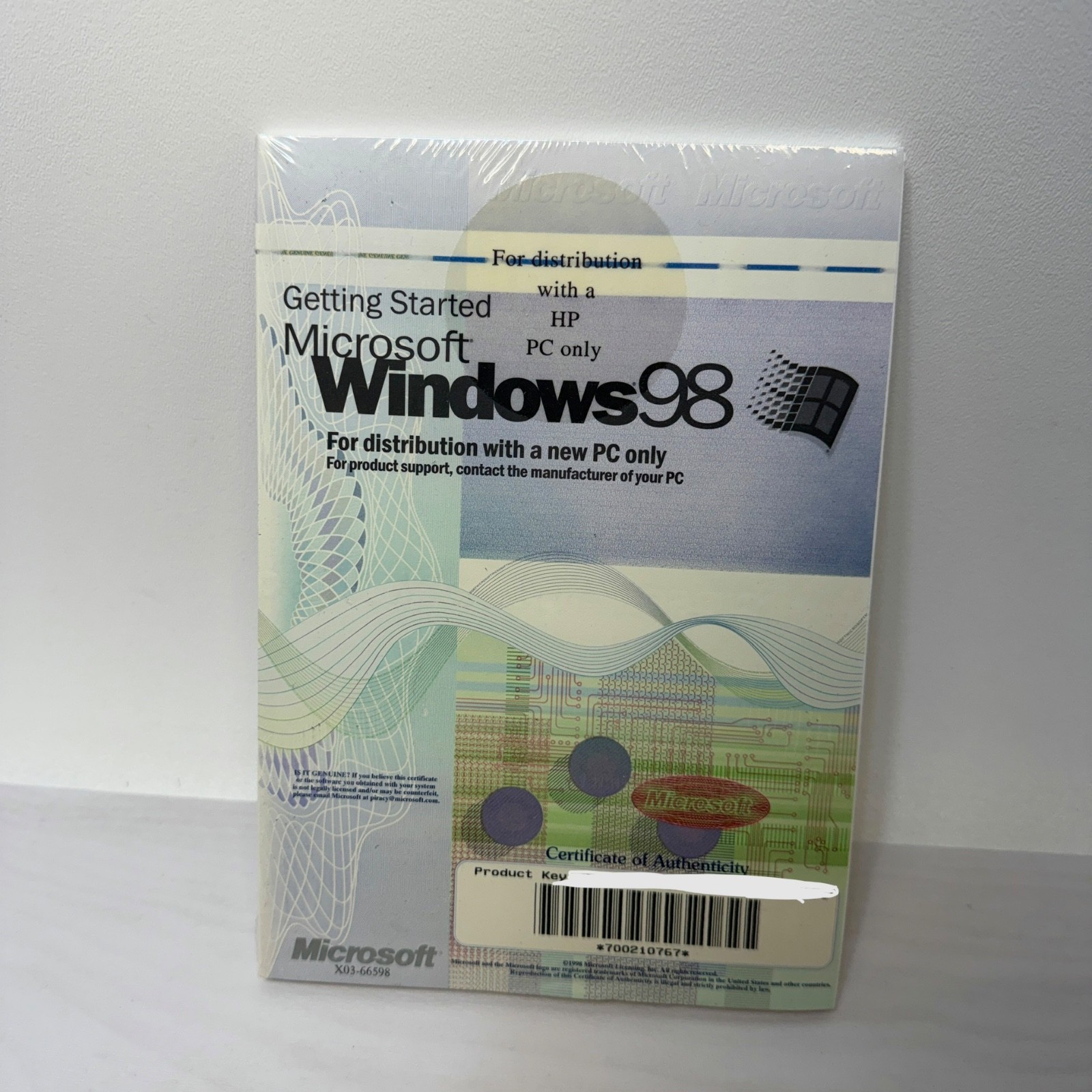 Microsoft X03-66598 Windows 98 Product Key & Booklet *SEALED IN SHRINK NO CD*