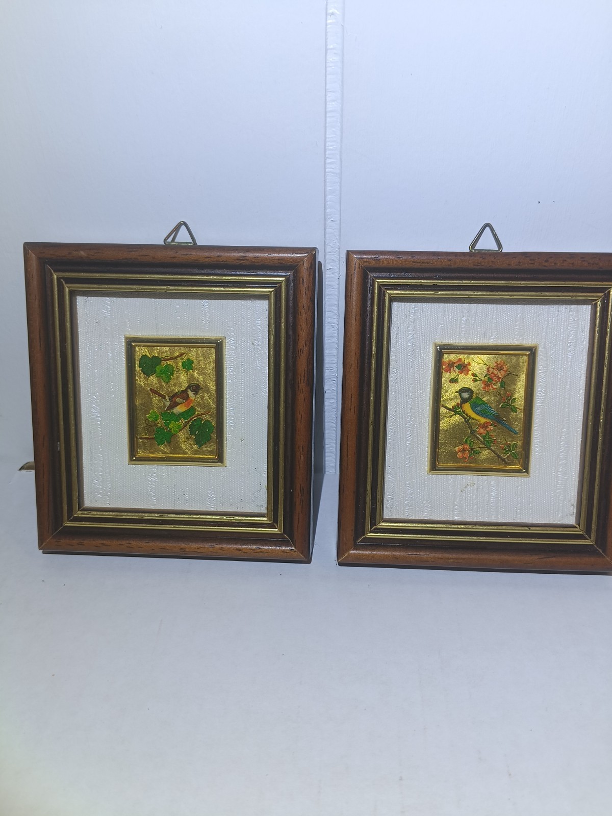 Vintage Framed Birds  23K Gold Made in Italy Lot of 2