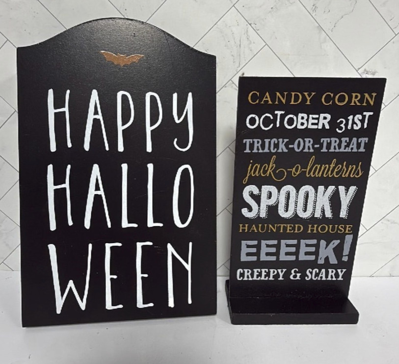 2x Target Hyde and Eek Fall Halloween Small Standing Signs Decor Cute