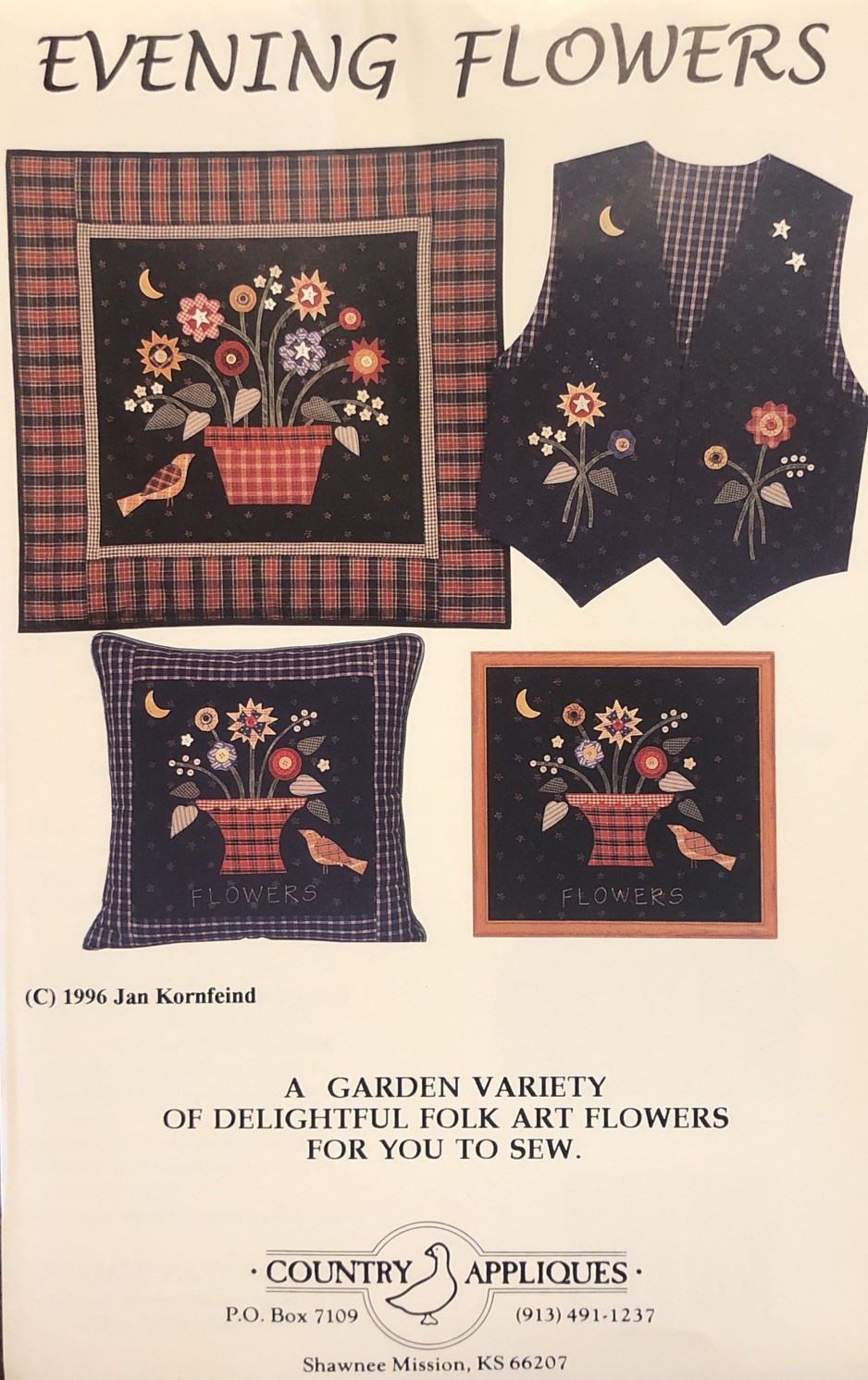 VTG Quilting Pattern Packet: Evening Flowers Garden Variety by Country Appliques