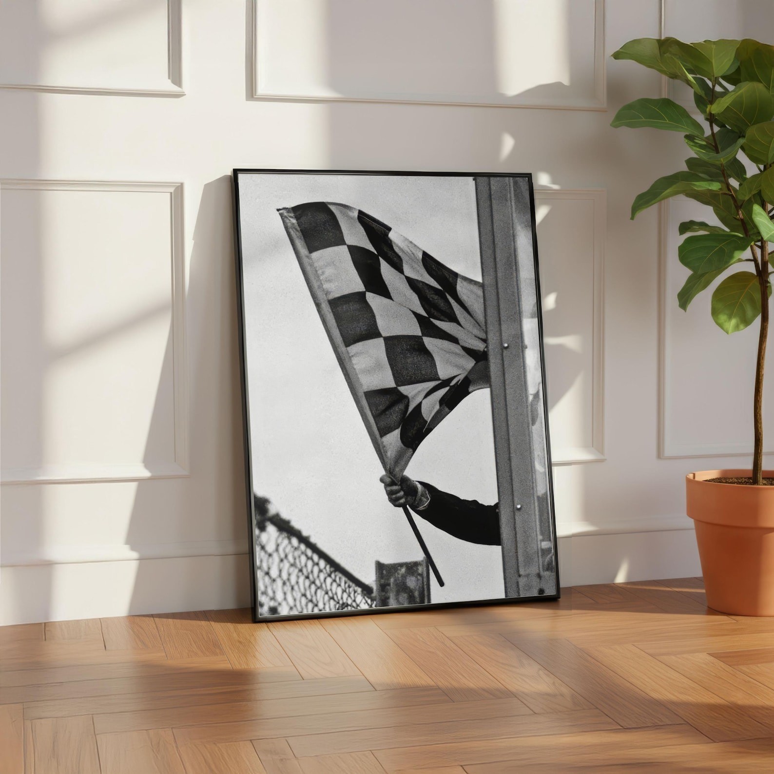 Racing Checkered Flag Black And White Motorsport Photo Poster