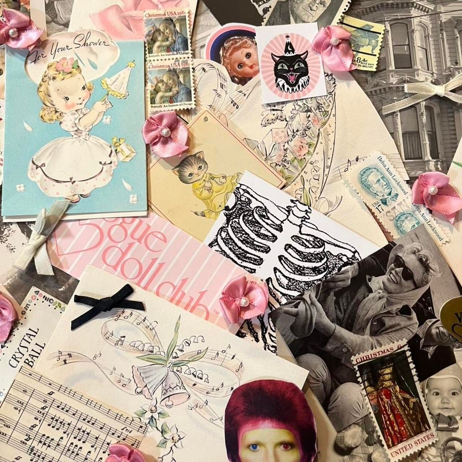 Junk Journaling 250 pc Lot, Vintage Ephemera, pictures,embellishments scrapbook