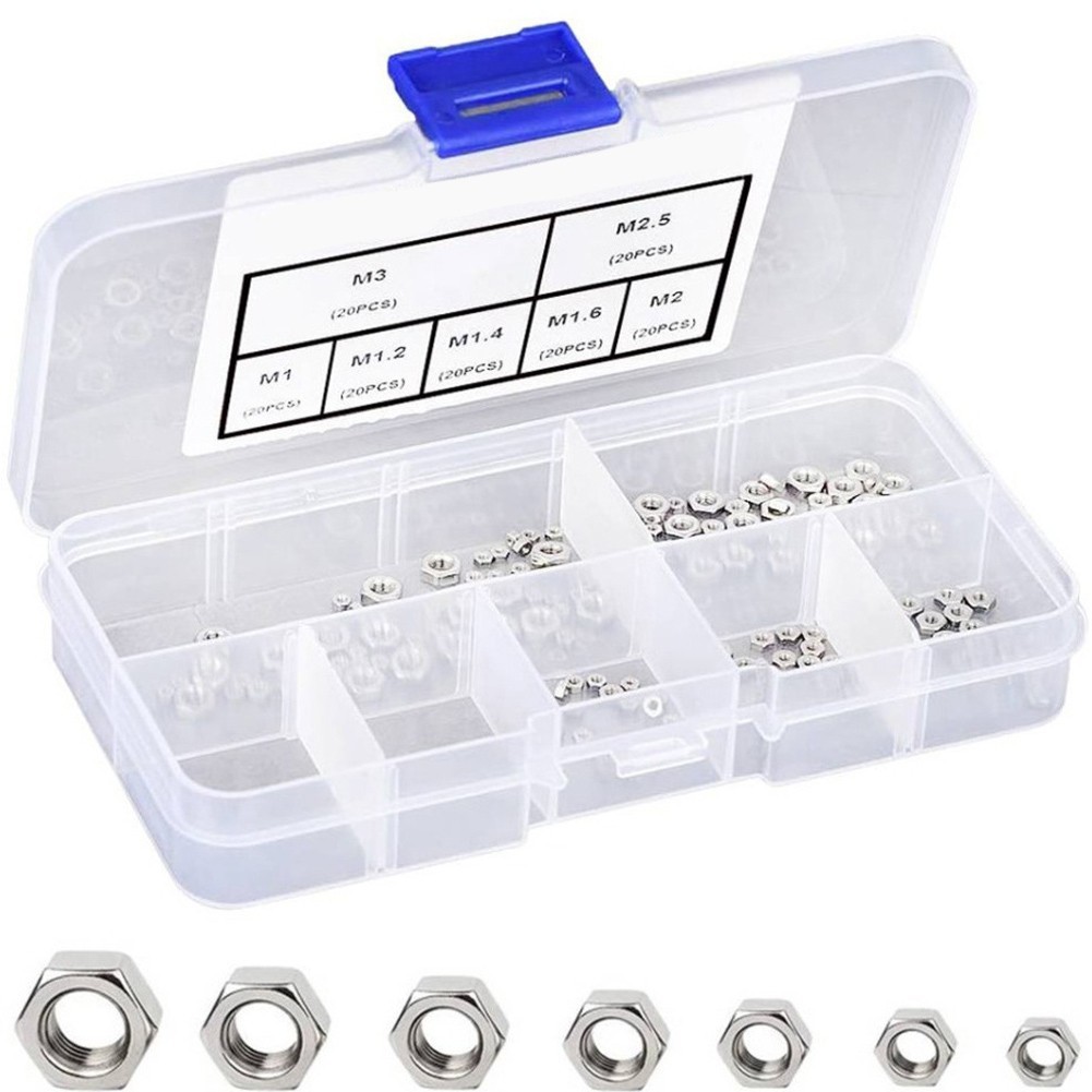 304 Stainless Steel Hex Nuts Set 140pcs Boxed Suitable for Various Fields
