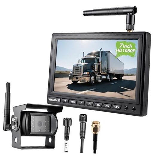 Wireless Backup Camera for Trucks VMW7 high Definition 1080P 7” IPS Monitor 