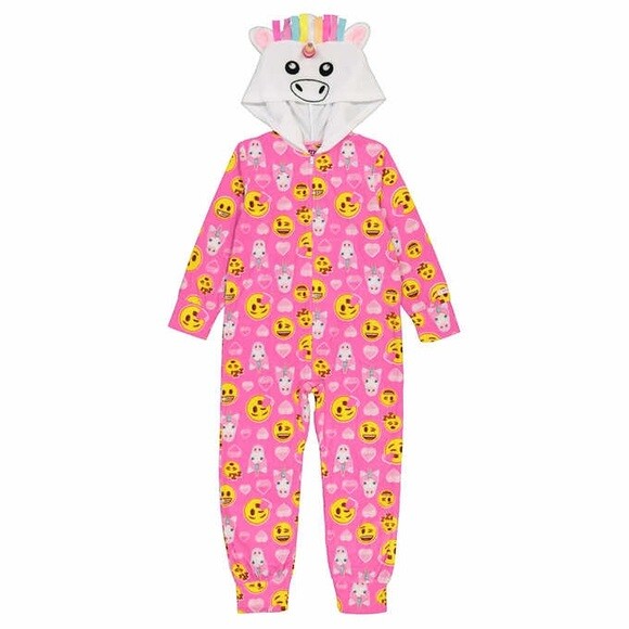 Girls Unicorn Pajamas Emoji Rainbow Costume Hoodie One Piece Union Suit Y2K 8 10