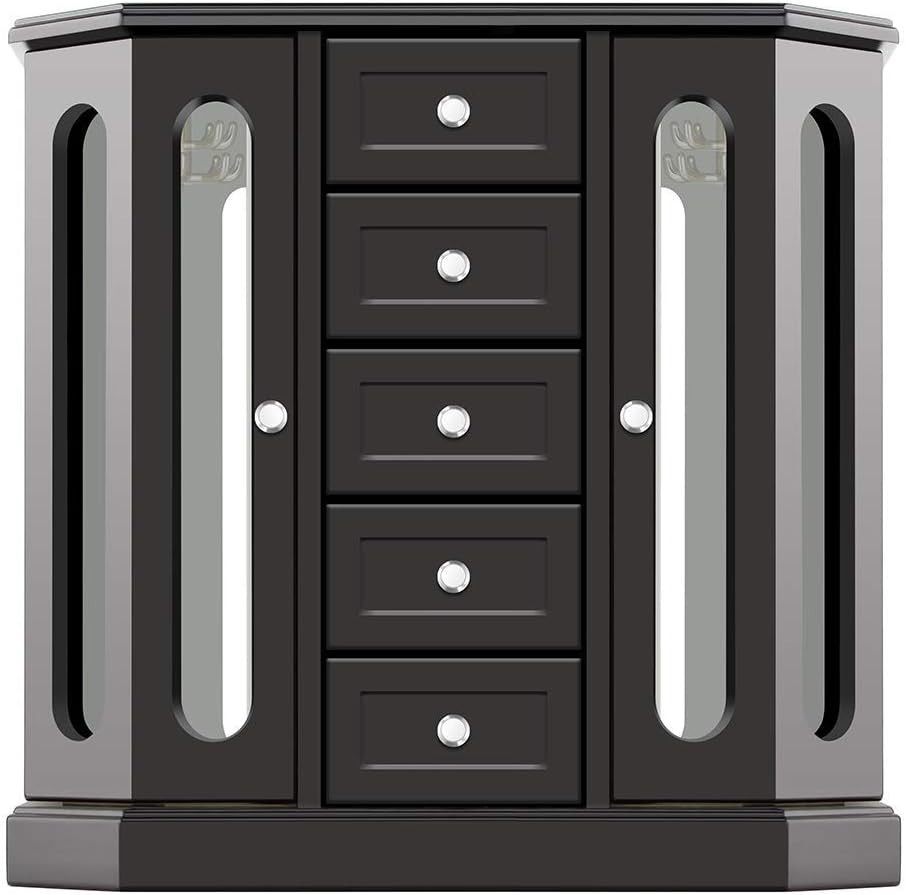 RR ROUND RICH DESIGN Wooden Jewelry Box Organizer w/ 5 Drawers & Side Doors - OB