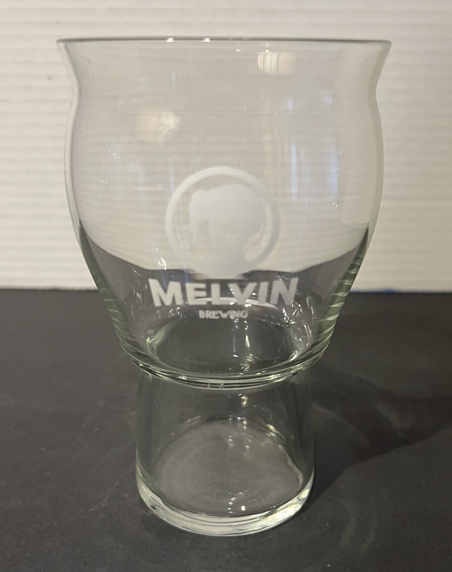 Melvin Brewing Co., Alpine, WY Stout Style-Pint Beer Glass-White Elephant Logo
