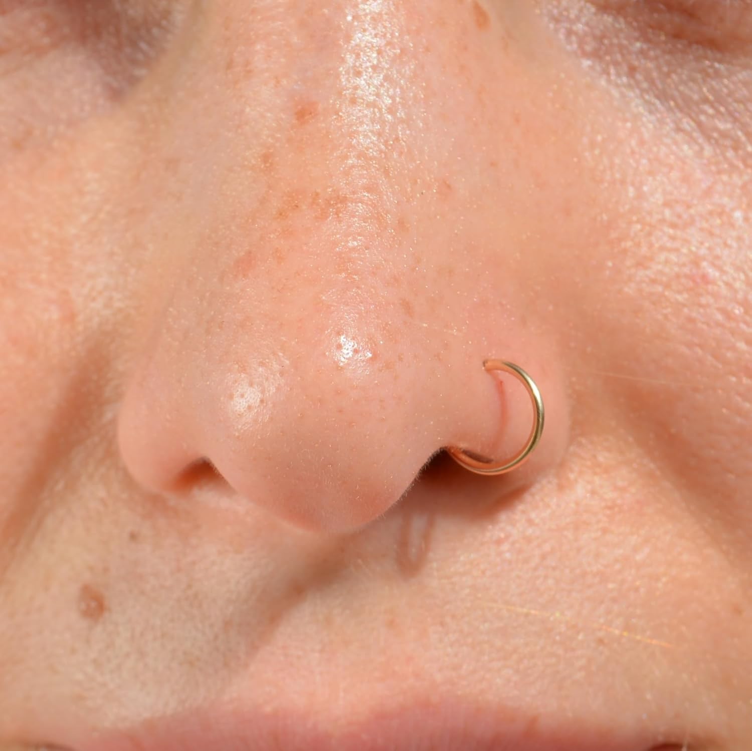 14k Gold Nose Hoop | Ring Real Gold Thin 14K Gold Hoop Nose Ring Non Tarnish for