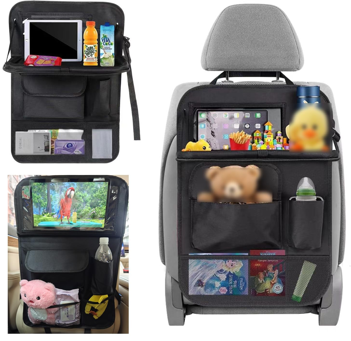 Car Back Seat Organizer with Table Tray, Seat Back Car Organizer with Storage...