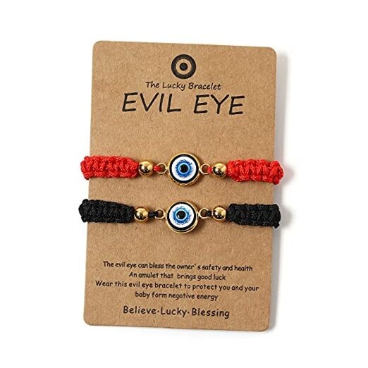 Evil Eye Red Bracelets for Protection - 2Pcs, Black&Red String Amulet Bracelet