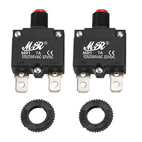 7 Amps Thermal Circuit Breakers 125/250V AC 32V DC Push Button Manual Reset 7A