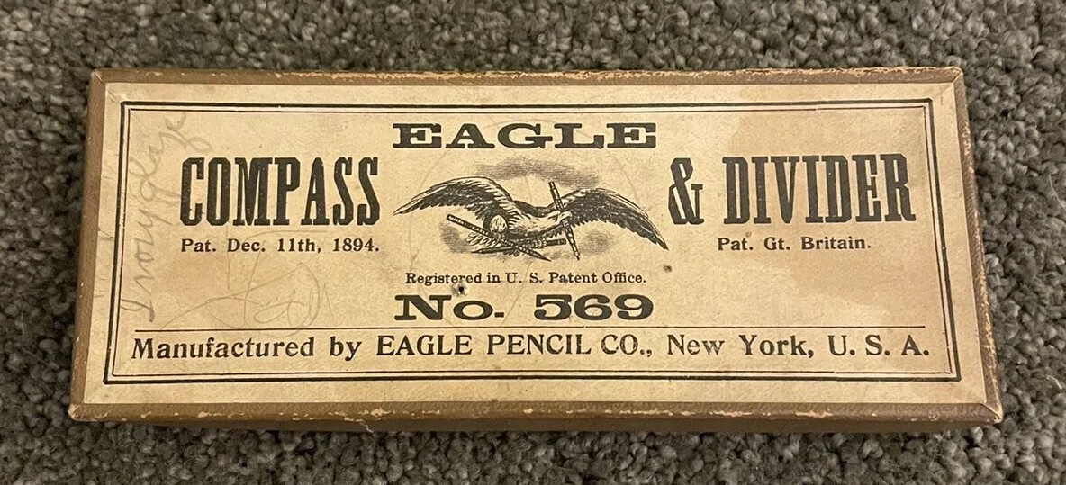 VINTAGE EAGLE COMPASS & DIVIDER NO. 569 PATENT 1890s ORIGINAL BOX ONLY!!