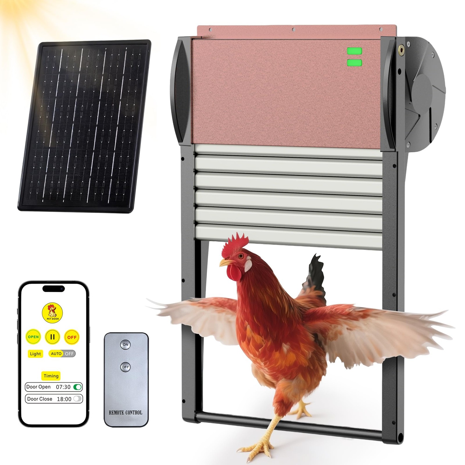 Automatic Chicken Coop Door, Chicken Door Programmable with App,Solar Chicken...