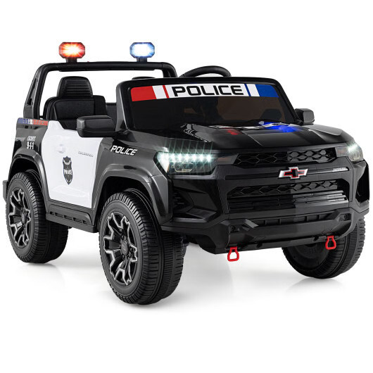 24V 2-Seater Ride on Police Car 4WD Chevrolet with Megaphone and LED Flashing Li