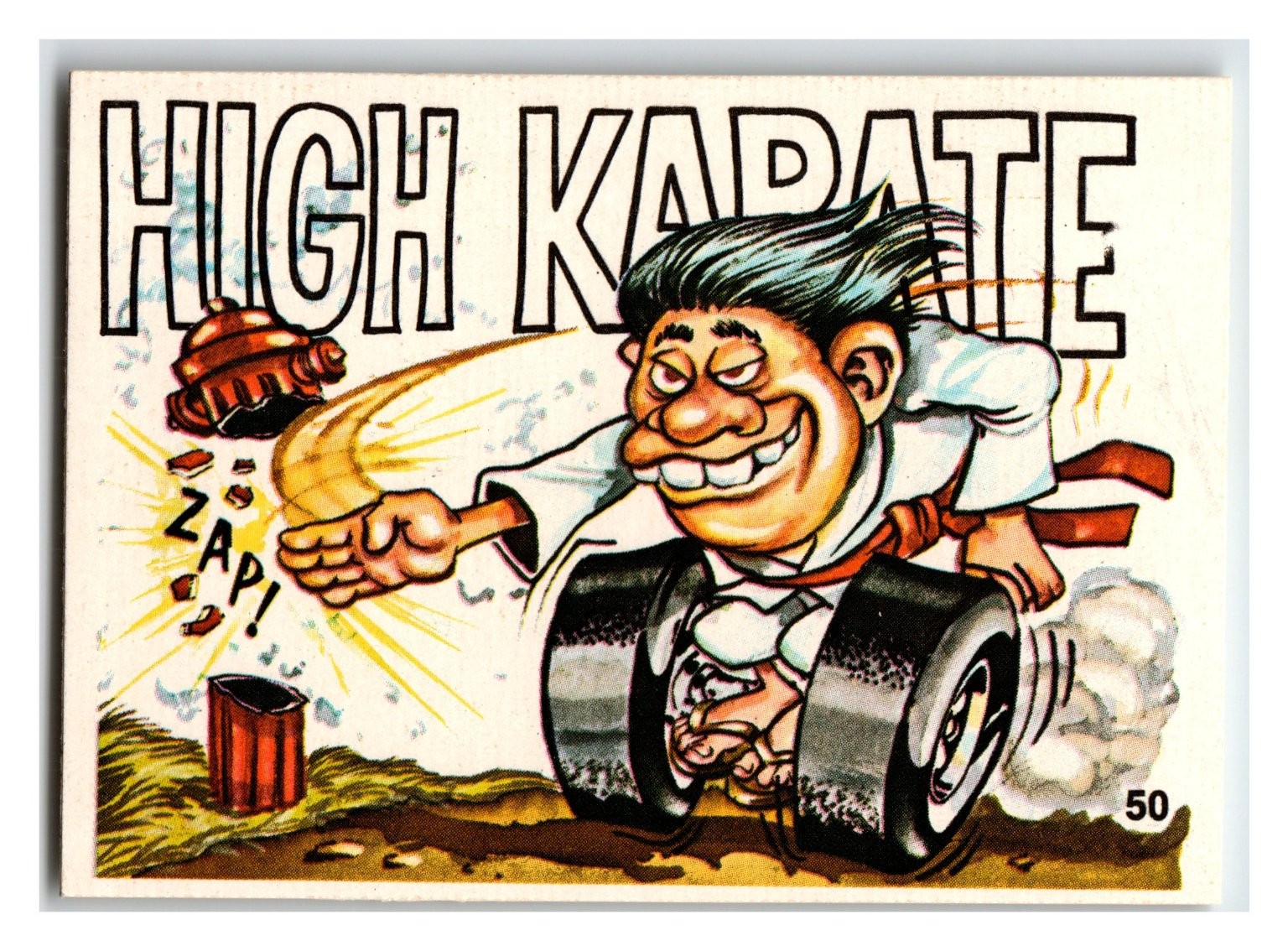 Vintage HIGH KARATE Sticker Single #50 Cartoon Martial Arts Hot Rod