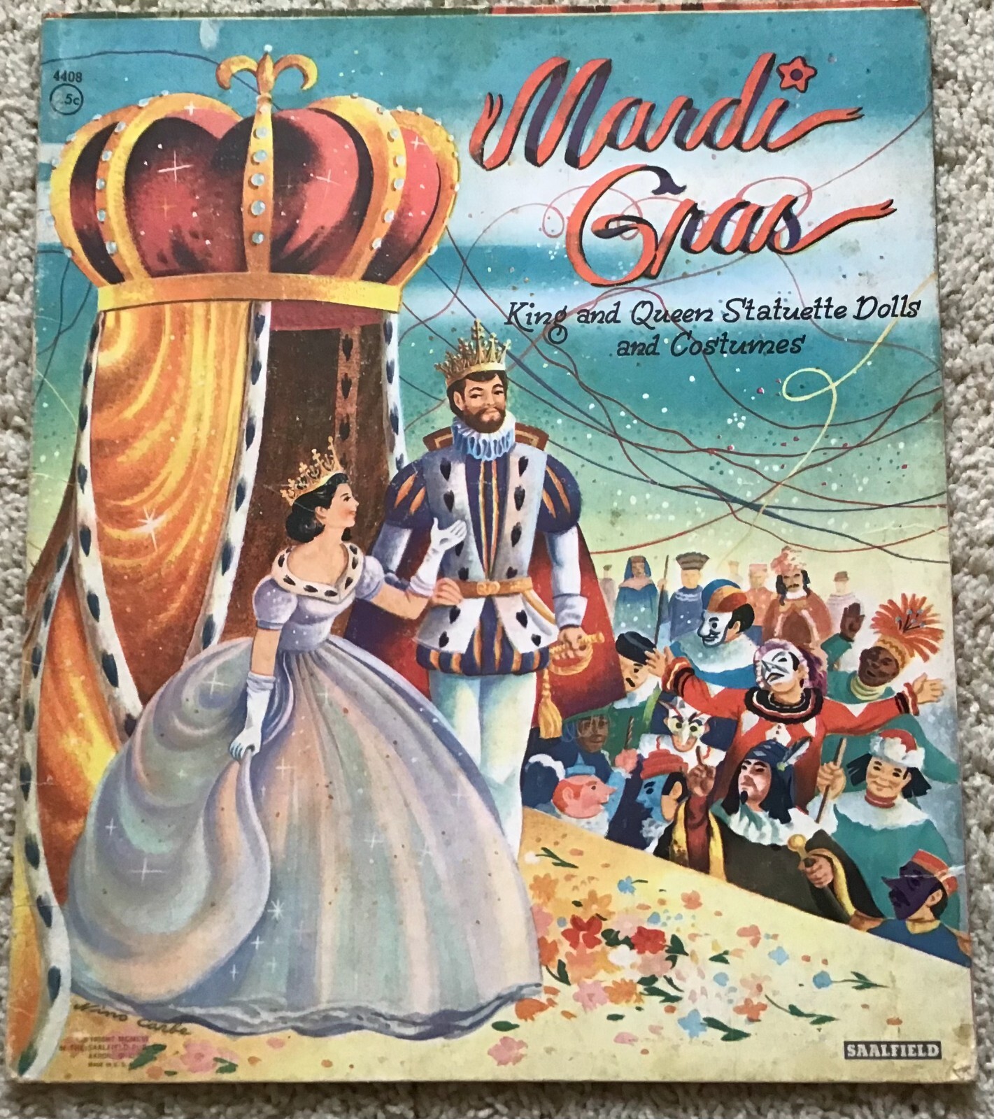 Vtg Saalfield Mardi Gras King Queen Medieval Paper Dolls 1956 Cut Outs Book ONLY
