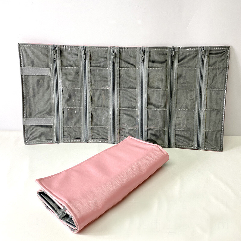 Portable Jewelry Organizer Roll Bag Travel Jewelry Case Earring Necklace Storage