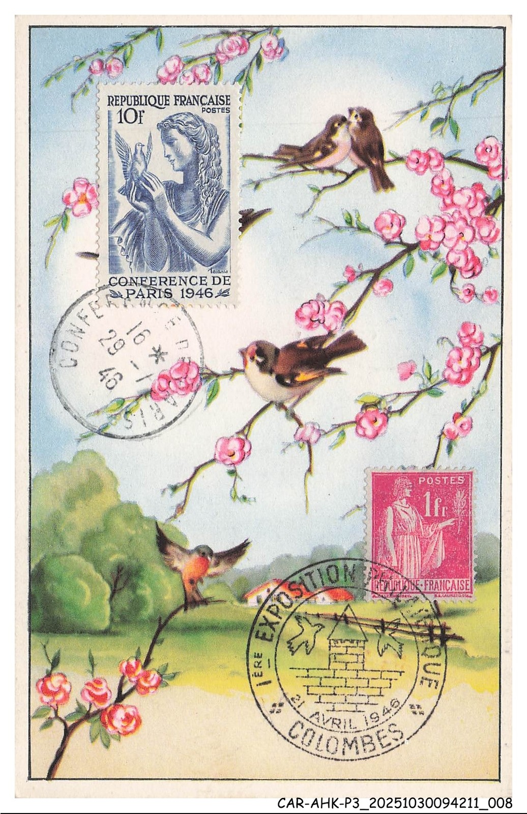 CAR-AHKP3-0141-CARTES-MAXIMUM - France - Amicale Philatelic of Doves