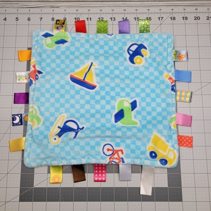 Taggies Baby Lovey Blanket Security Boat Airplane Car Helicopter Ribbon Tags