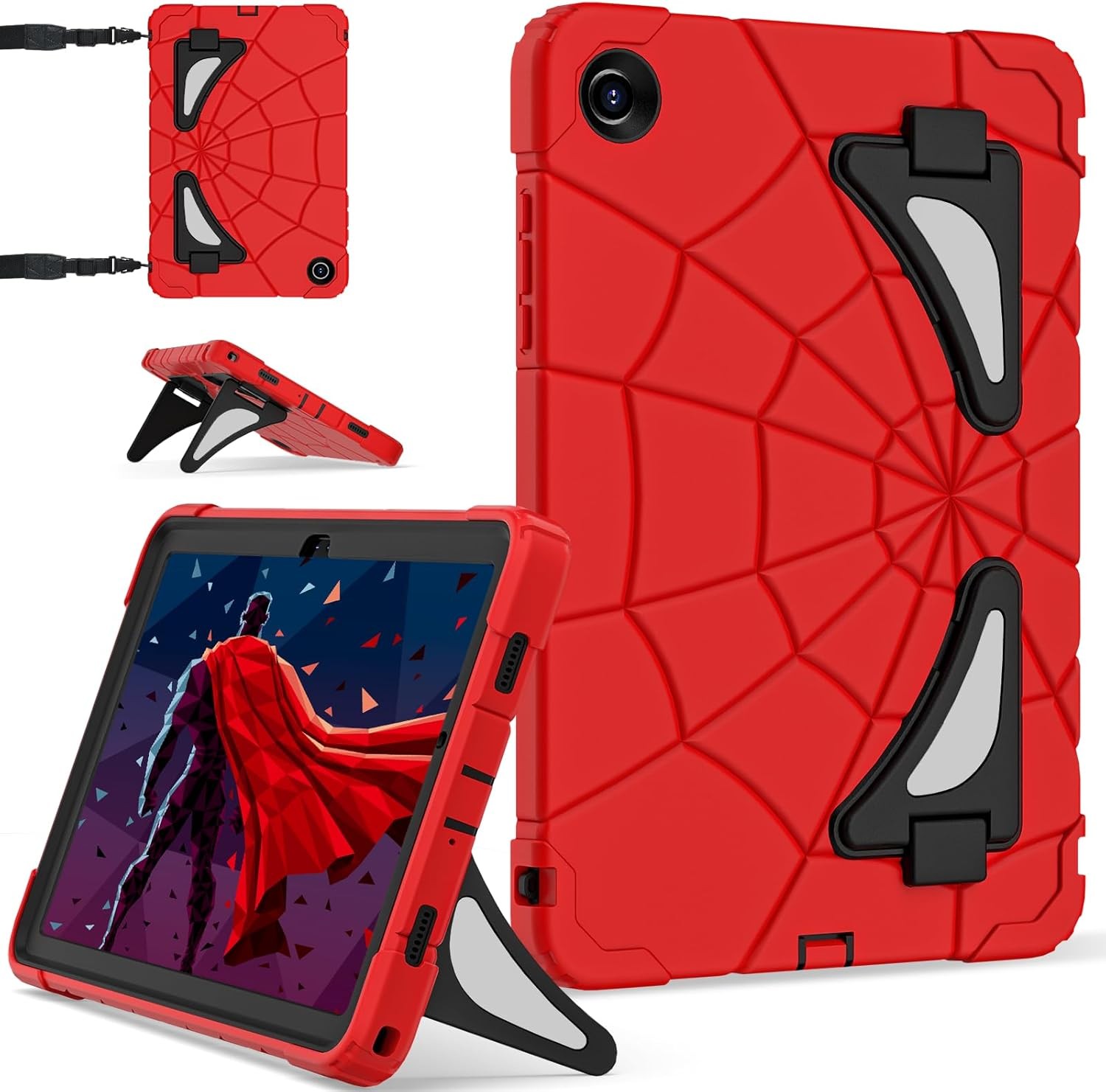 Case for Galaxy Tab A11 Plus 11 Inch, Kickstand and Screen Protector, Red Black