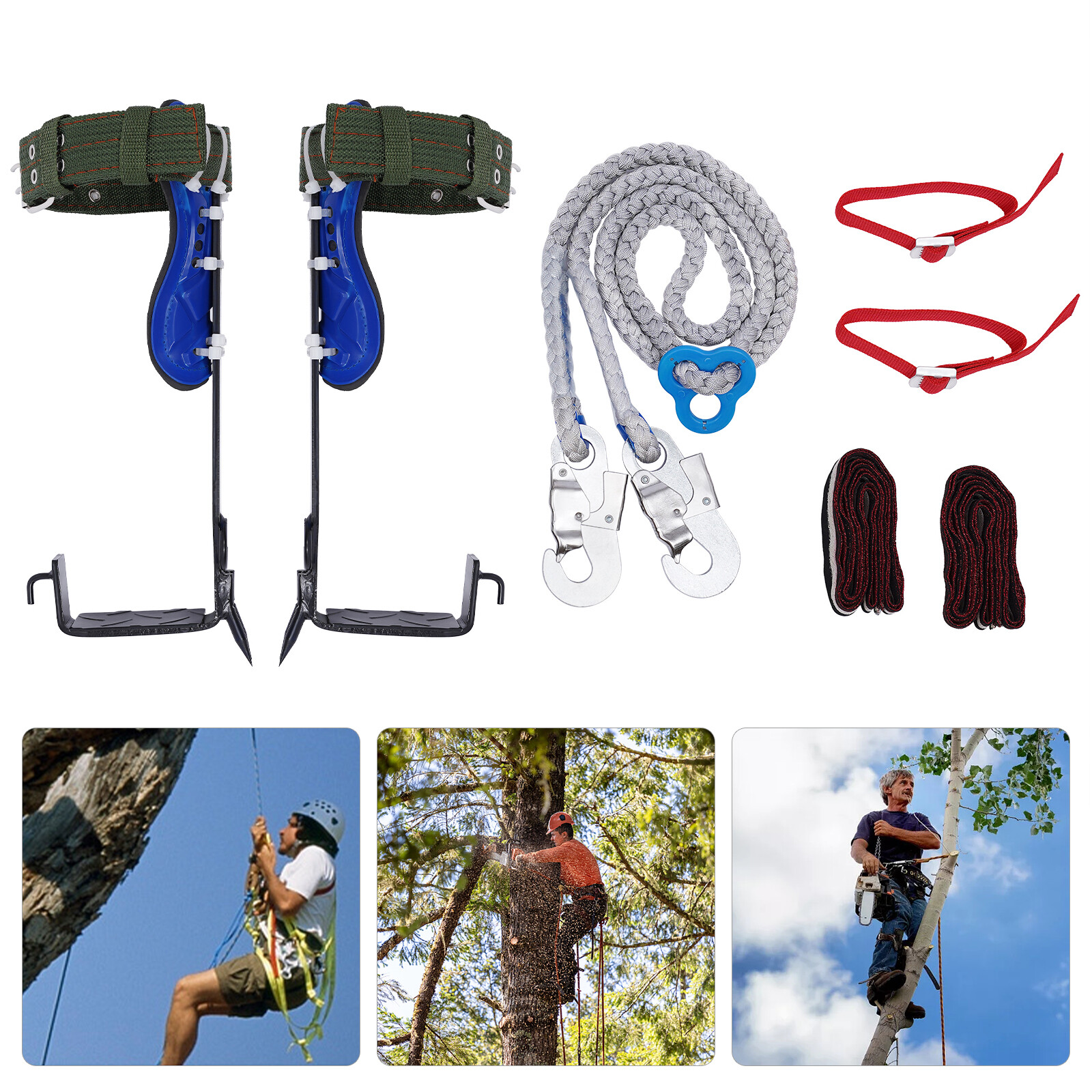 Tree Climbing Spike Kit Spurs 2 Gears with Harness Climbing Glove Adjustable