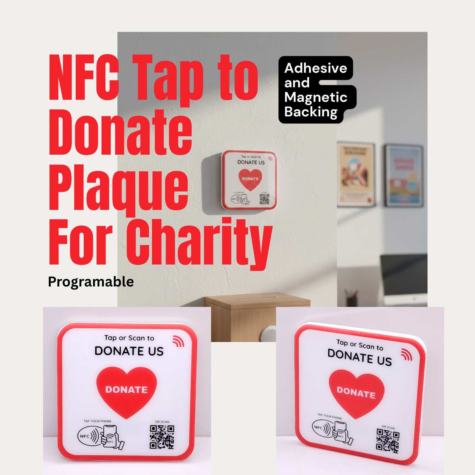 NFC Donate Us Plaque – NFC Business Card for Instant Donations