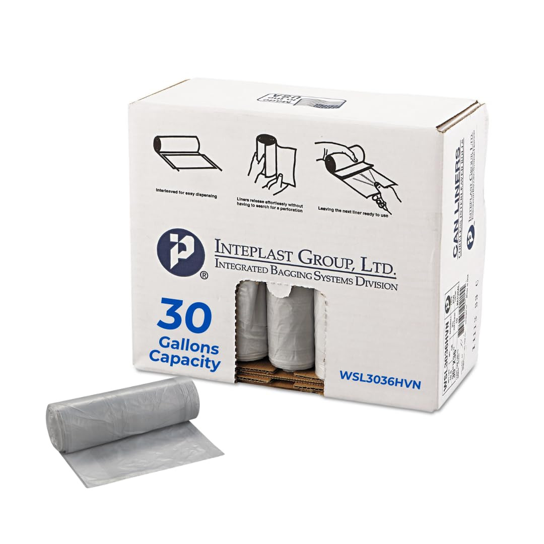 Group SL3036HVN Low-Density Can Liner, 30 X 36, 30Gal, .58Mil, Clear, Roll of 50